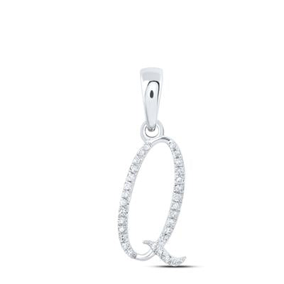 10K White 1/10Ctw Diamond Pendant Initial Q