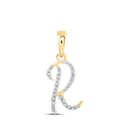 10K Yellow 1/10Ctw Diamond Pendant Initial R