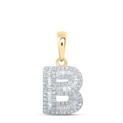 10K Gold 3/8Ctw Diamond Pendant Initial B