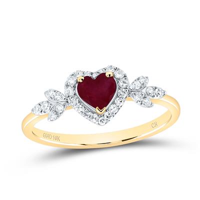 10K Yellow Gold Ruby Heart Ring