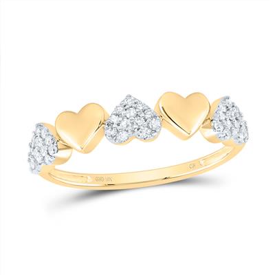 10K Yellow Diamond Heart Band