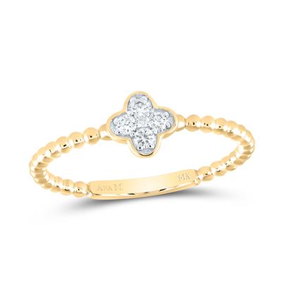 14K Yellow Gold Diamond Clover Band