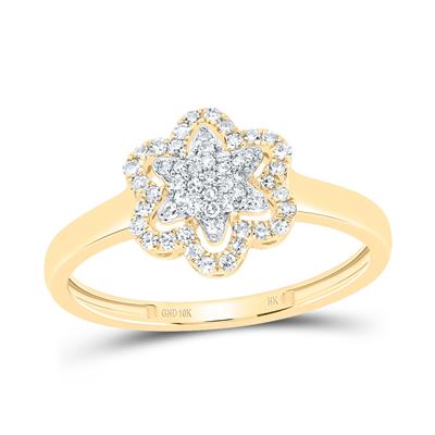 10K Yellow Gold Flower Diamond Ring