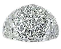 Sterling Silver Diamond Cluster Men's Ring