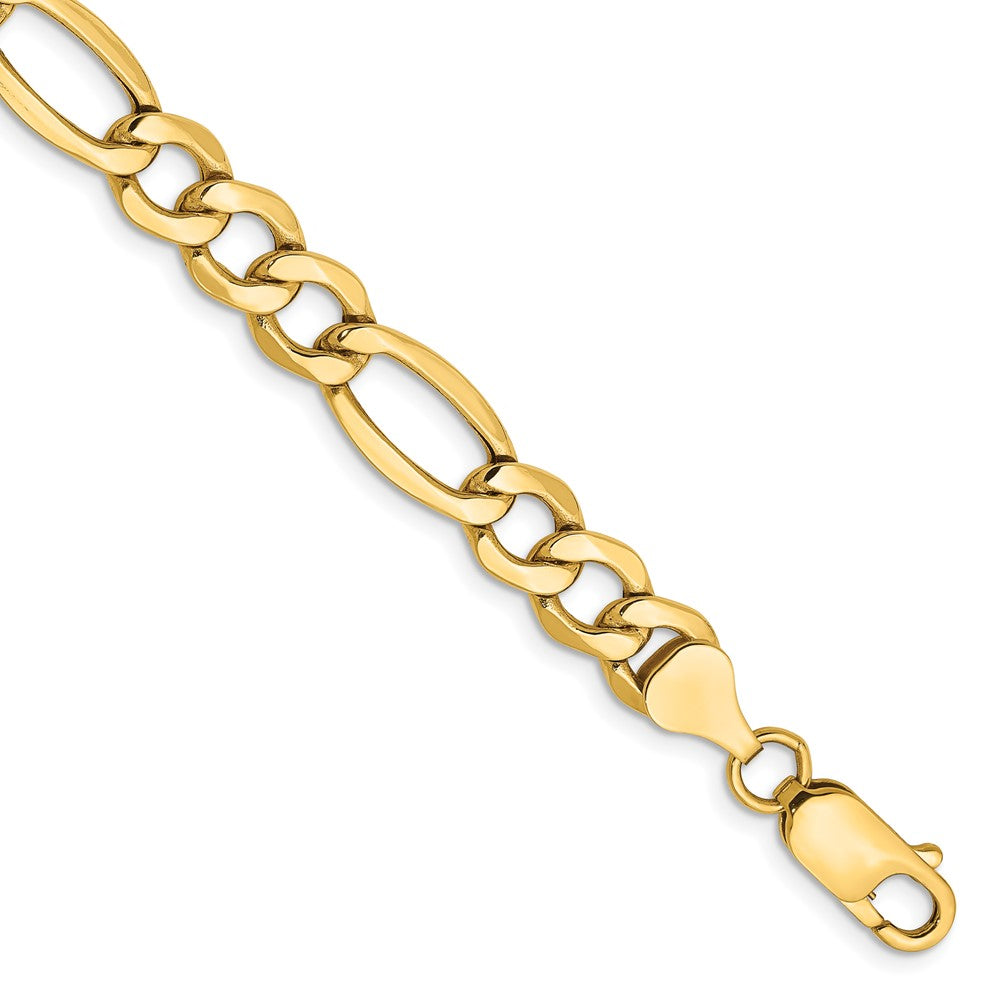10K Yellow Gold 7.3mm Semi-Solid Figaro Chain