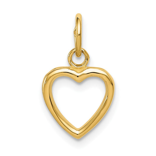 10K Polished Cut-out Heart Pendant