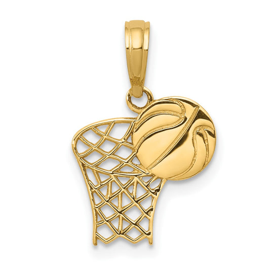 10K Basketball Hoop And Ball Pendant