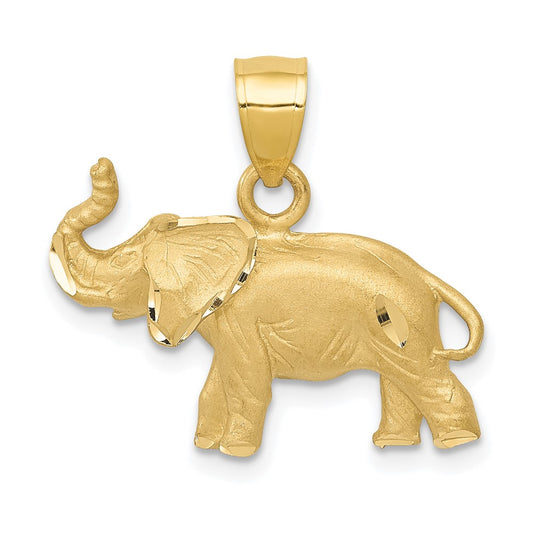 10K Diamond-cut Elephant Pendant