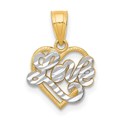 10K w/ Rhodium LOVE Heart Charm