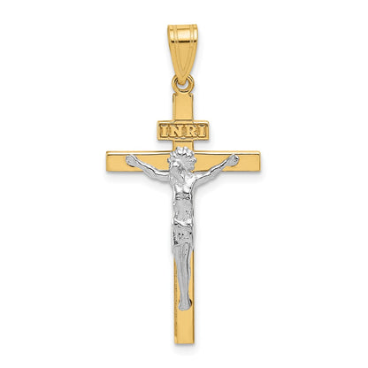 10K Two-tone INRI Crucifix Pendant