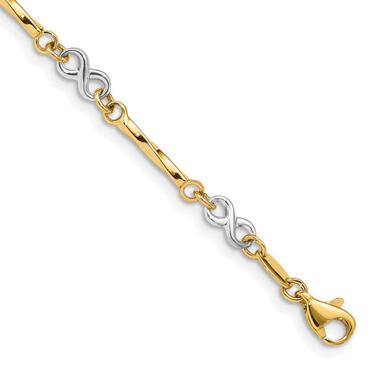 10k Two-tone Fancy Infinity & Link Bracelet