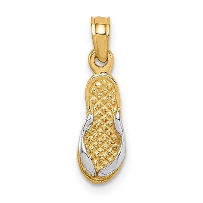 10K Gold & Rhodium Single Flip-Flop Pendant