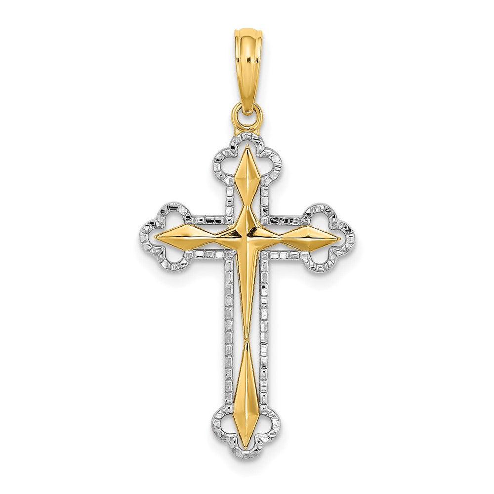 10K W/ Rhodium D/C Reversible Cross Charm