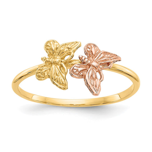 14k Two-Tone Polished Butterfly Ring