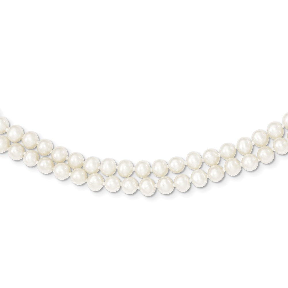 14k 5-6mm White Near Round FW Cultured Pearl 2-strand Necklace