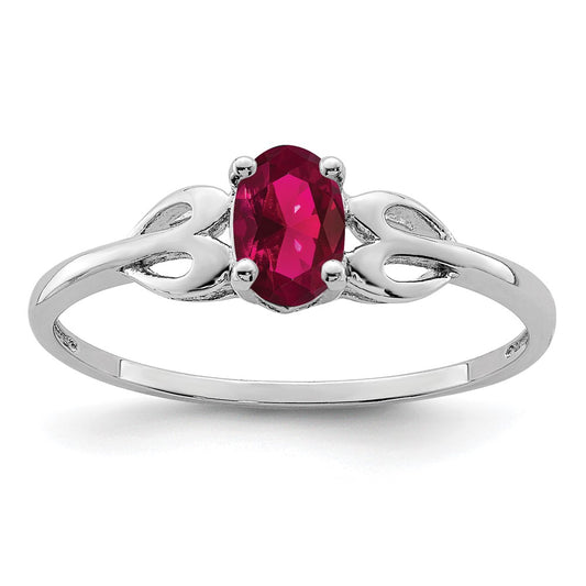 Sterling Silver Rhodium-plated Created Ruby Ring