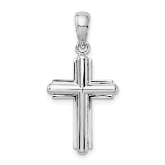 Sterling Silver Rounded Cross w/Frame Pendant