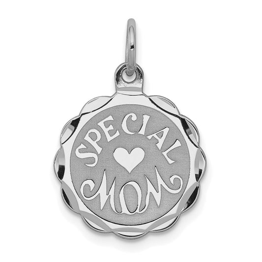 Sterling Silver Rhodium-plated Special Mom Disc Charm