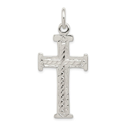 Sterling Silver Diamond -Cut Cross Pendant