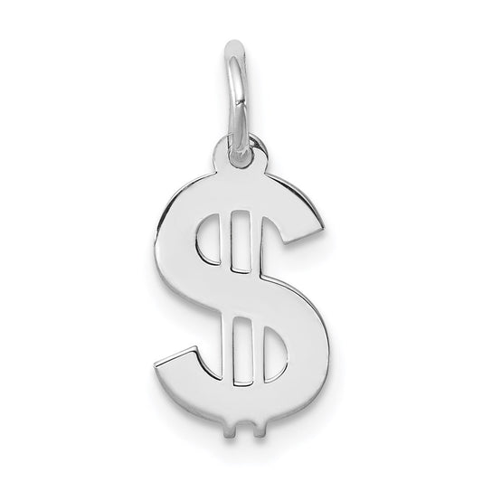 Sterling Silver Rhodium-plated Dollar Sign Polished