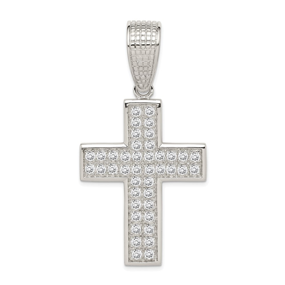 Sterling Silver Rhodium-plated CZ Cross Pendant