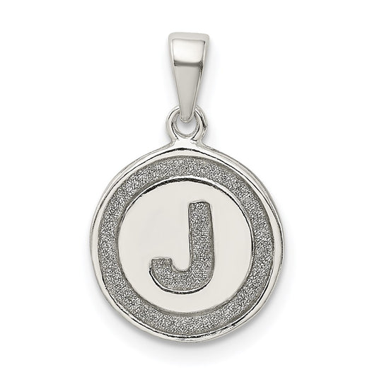 Sterling Silver Glitter Enamel Letter J Initial Circle Pendant