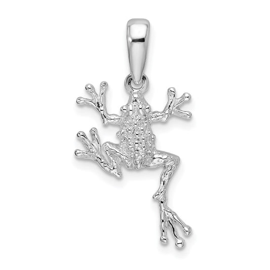 Sterling Silver Polished Jumping Frog Pendant