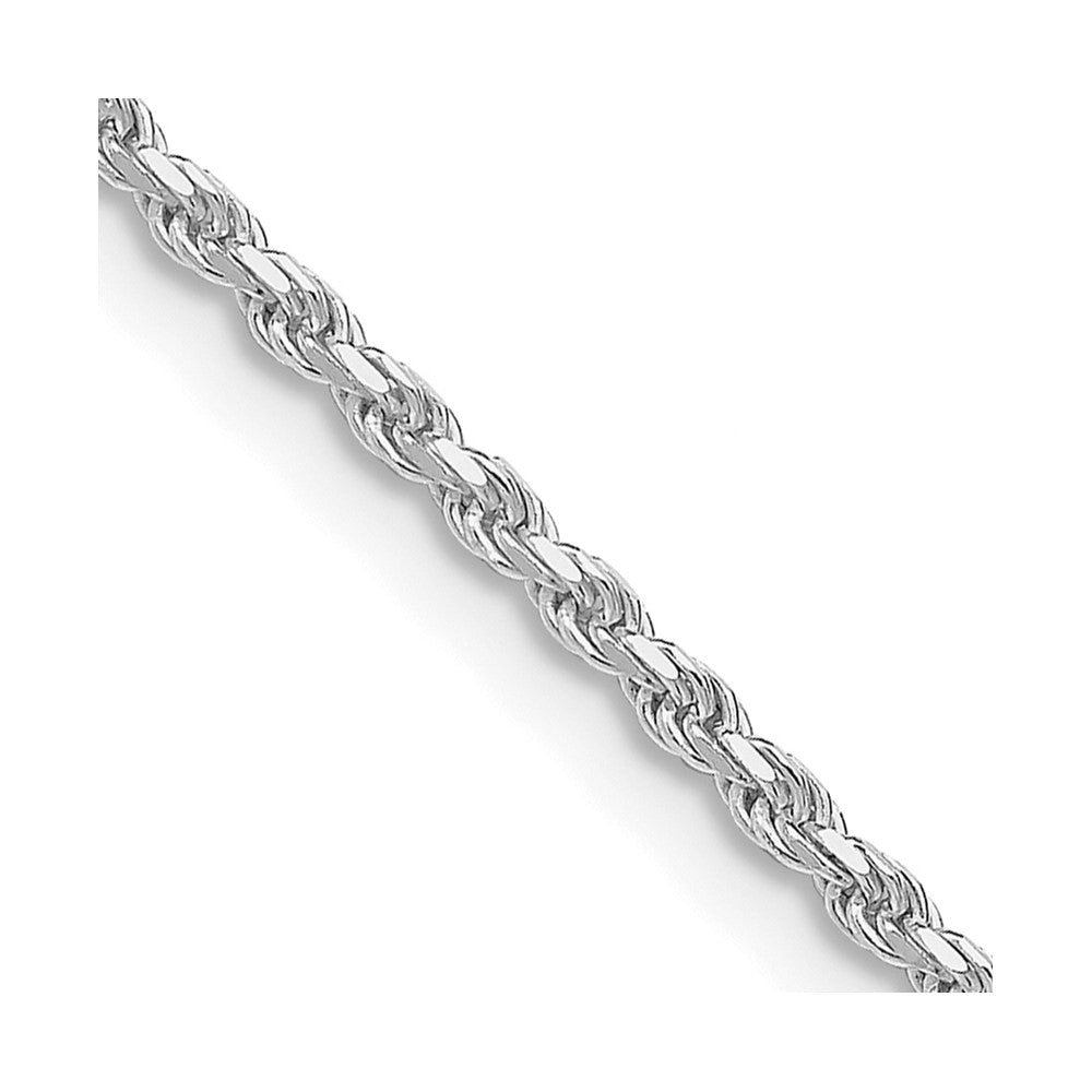 Sterling Silver Rhodium 1.85mm Diamond-cut Rope Chain