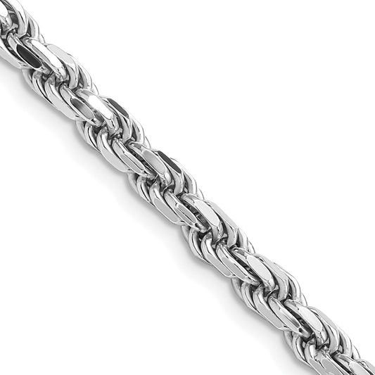 Sterling Silver Rhodium-plated 4.75mm Diamond-cut Rope Chain 22"