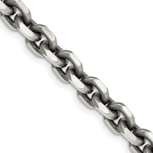 Sterling Silver Antiqued 7.0mm D/C Elongated Open Link Chain