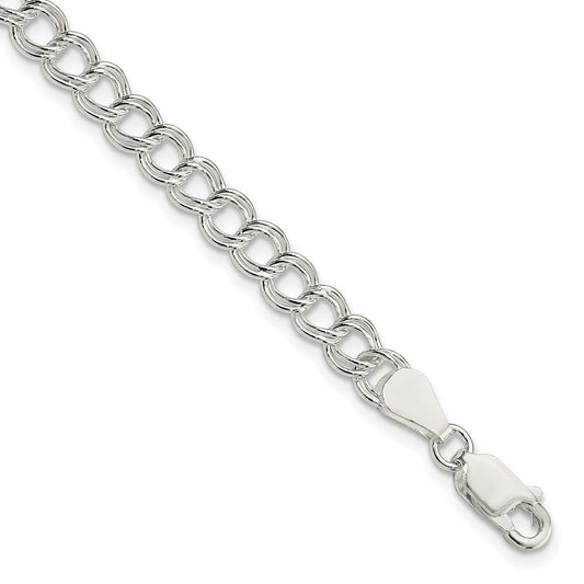 Sterling Silver 5.25mm Double Link Charm Bracelet