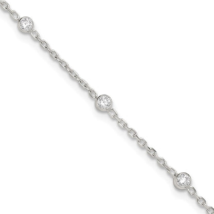 Sterling Silver RP CZ Anklet