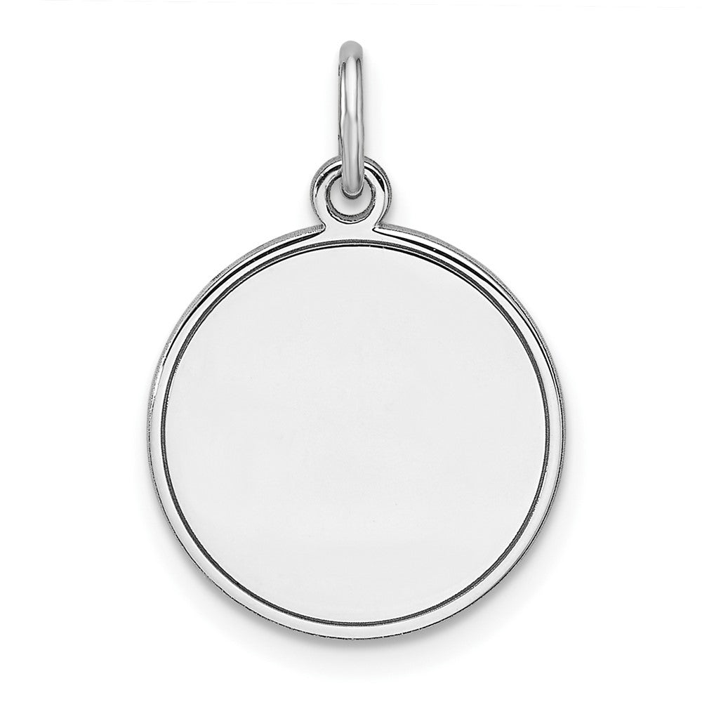 Sterling Silver Rhodium Round Polish Front/Satin Back Disc Charm