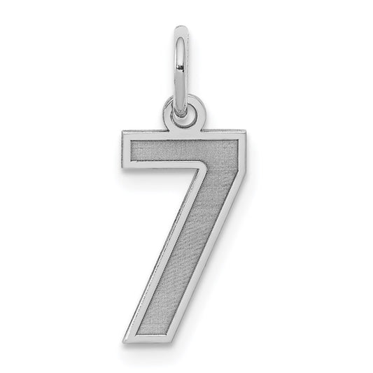 Sterling Silver/Rhodium-plated Satin Number 7 Charm