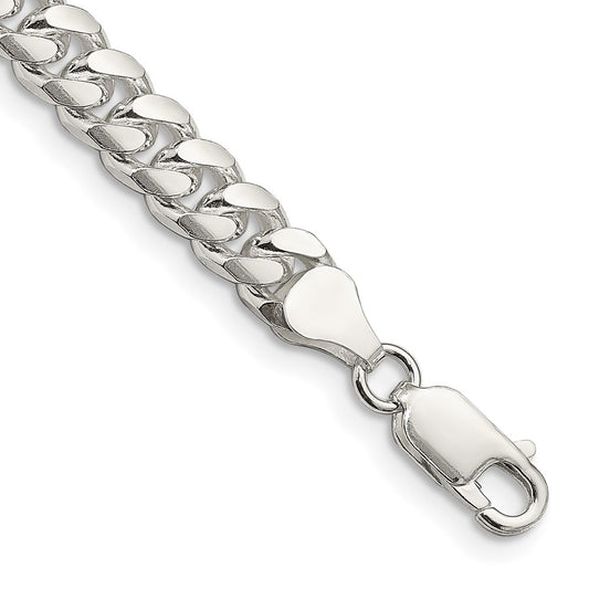 Sterling Silver 7mm Domed w/ Side D/C Curb Chain