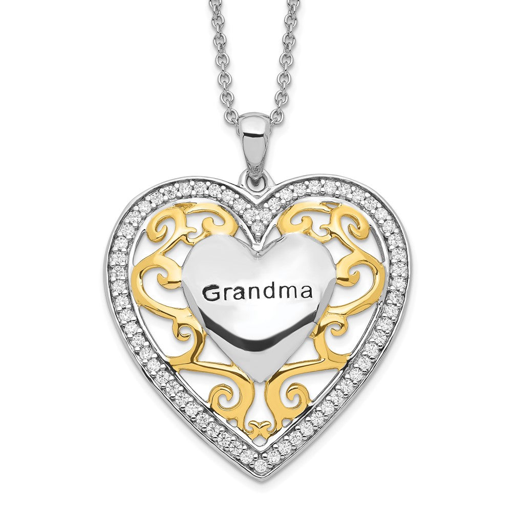 Sentimental Expressions Sterling Silver Gold-plated Grandma 18in Heart Necklace