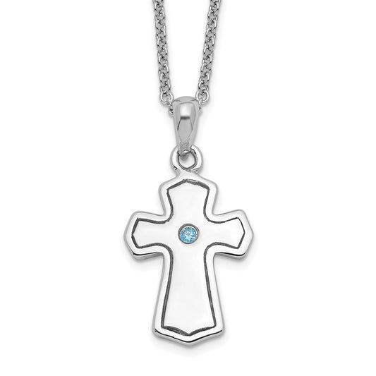 Sentimental Expressions Sterling Silver Rhodium-plated CZ Child Of God (Boy) 14in. Necklace