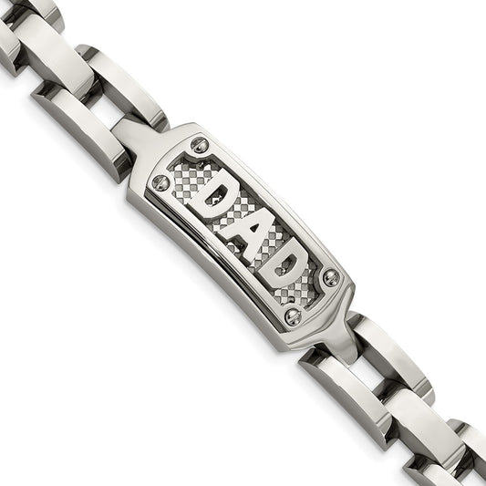 Chisel Stainless Steel Polished and Textured DAD 8.5 inch Bracelet